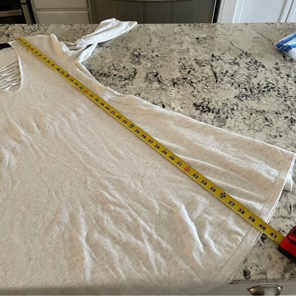 Torrid Oatmeal Heather Mini Sweater Cross Front Skater Dress Lace-Up Lattice - Picture 15 of 15